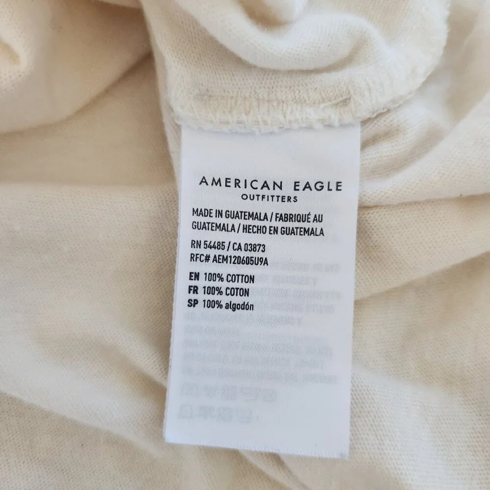 AE Band Tee American Eagle Rolling Stones Graphic Cream Floral Retro Casual Boho - Picture 6 of 8